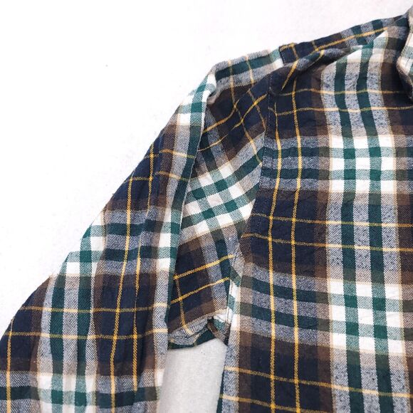 Blue Mountain Tartan Flannel Long Sleeve Button Up Shirt Mens Size L Brown Green - Picture 4 of 10